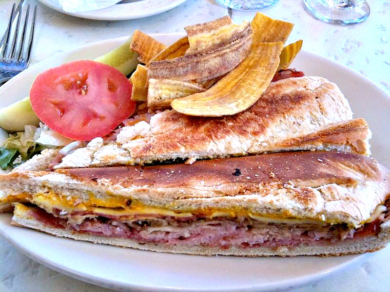 Top 5 Places In Ybor For Tampa S Own Cuban Sandwich Axs A Cuban Sandwich Plantain Chips And Black Bean Soup From The Columbia Restaurant