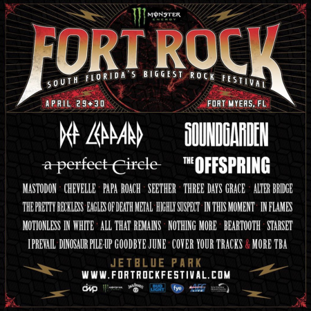 The 2017 Fort Rock fest will rock South Florida over the weekend of April 29-30 at Jetblue Park in Fort Myers.