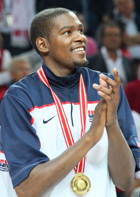 Shown here playing for Team U.S.A., small forward Kevin Durant is now hurt, and the Golden State Warriors would be wise to rest him for as l