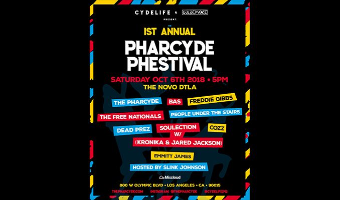 Pharcyde Phestival with The Pharcyde, Bas, Freddie Gibbs, The Free Nationals, People Under the Stairs, Dead Prez, Soulection (Kronika and Jared Jackson), Cozz, & Emmitt James! Hosted by Slink Johnson!  tickets at The Novo by Microsoft in Los Angeles